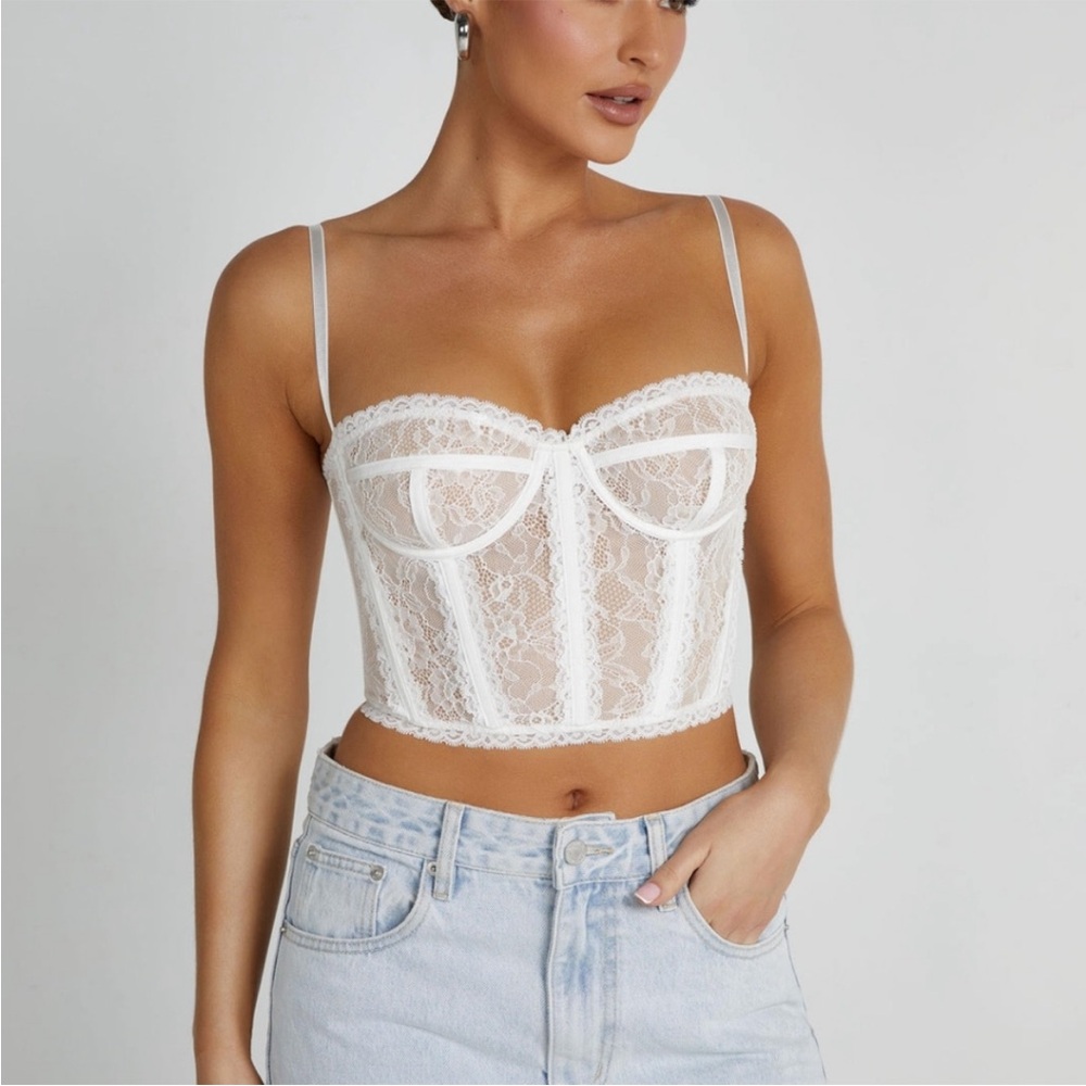 MESHKI Sansa Elegant White Lace Bustier